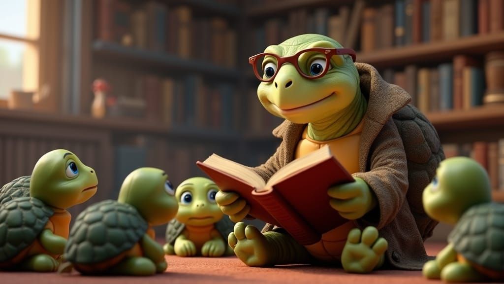 Tortoise Reads to Turtles: Pixar-Style 3D Animation