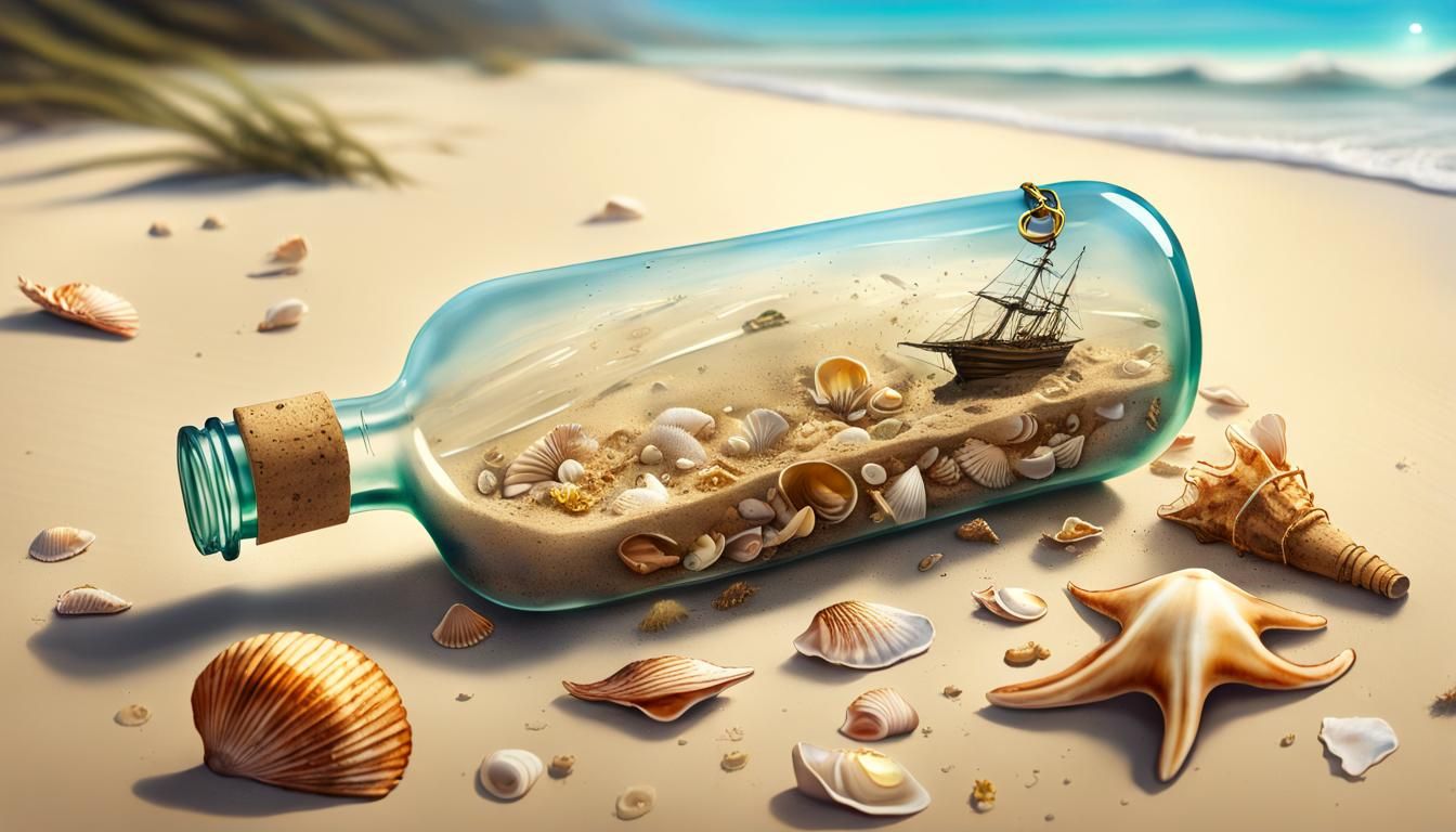 Golden Treasure on Sandy Beach: Splash Art
