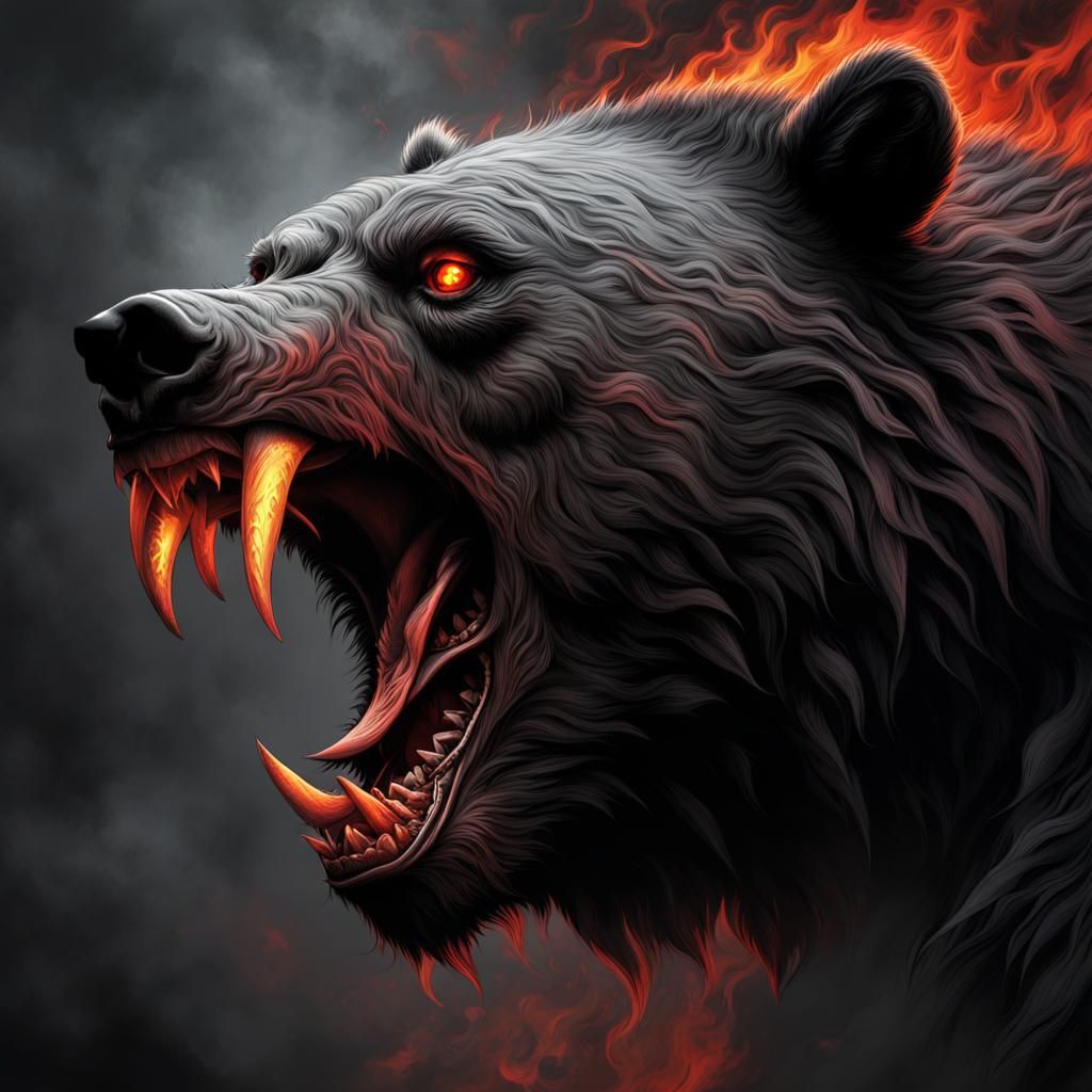 Terrifying Bear Demon Lord of Hell in Horror Style