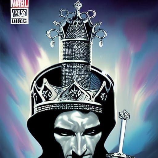 Armored Medieval King in Comic Book Style