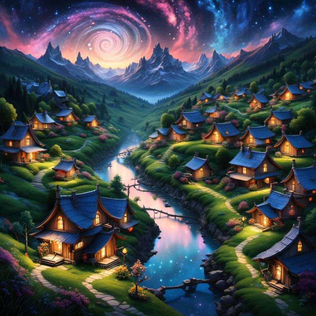 Enchanted Valley: A Fairy Night Spring Scene