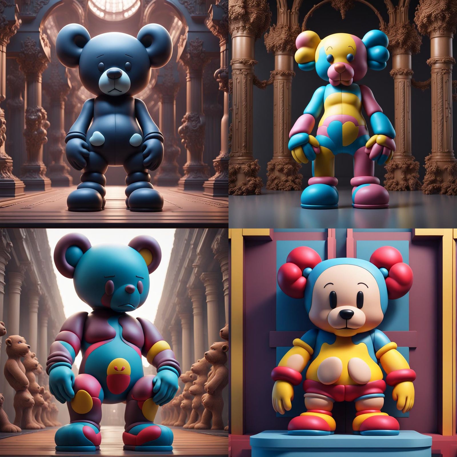 Kaws-Inspired Bear Figure in T-Pose, Digital Art