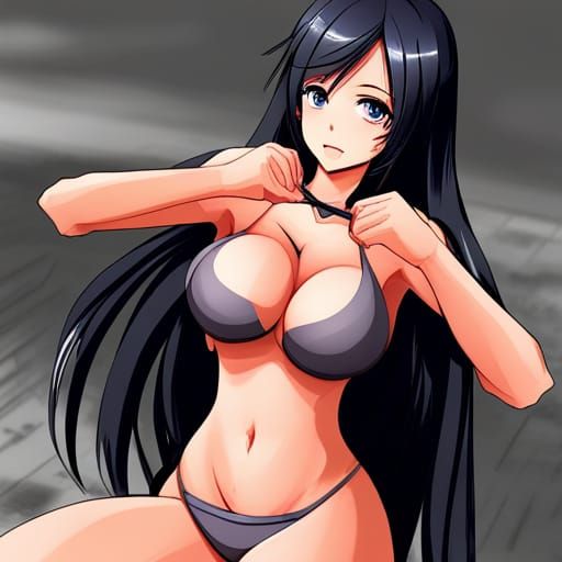 Provocative Anime Girl with Exaggerated Features