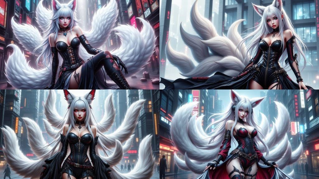 Anime Fox Girl in Cyberpunk Armor