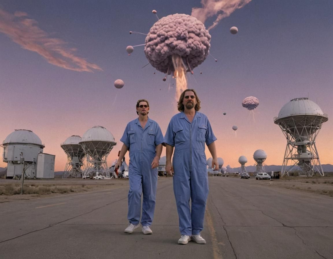 The Big Lebowski in Surreal Radar Station Sunset