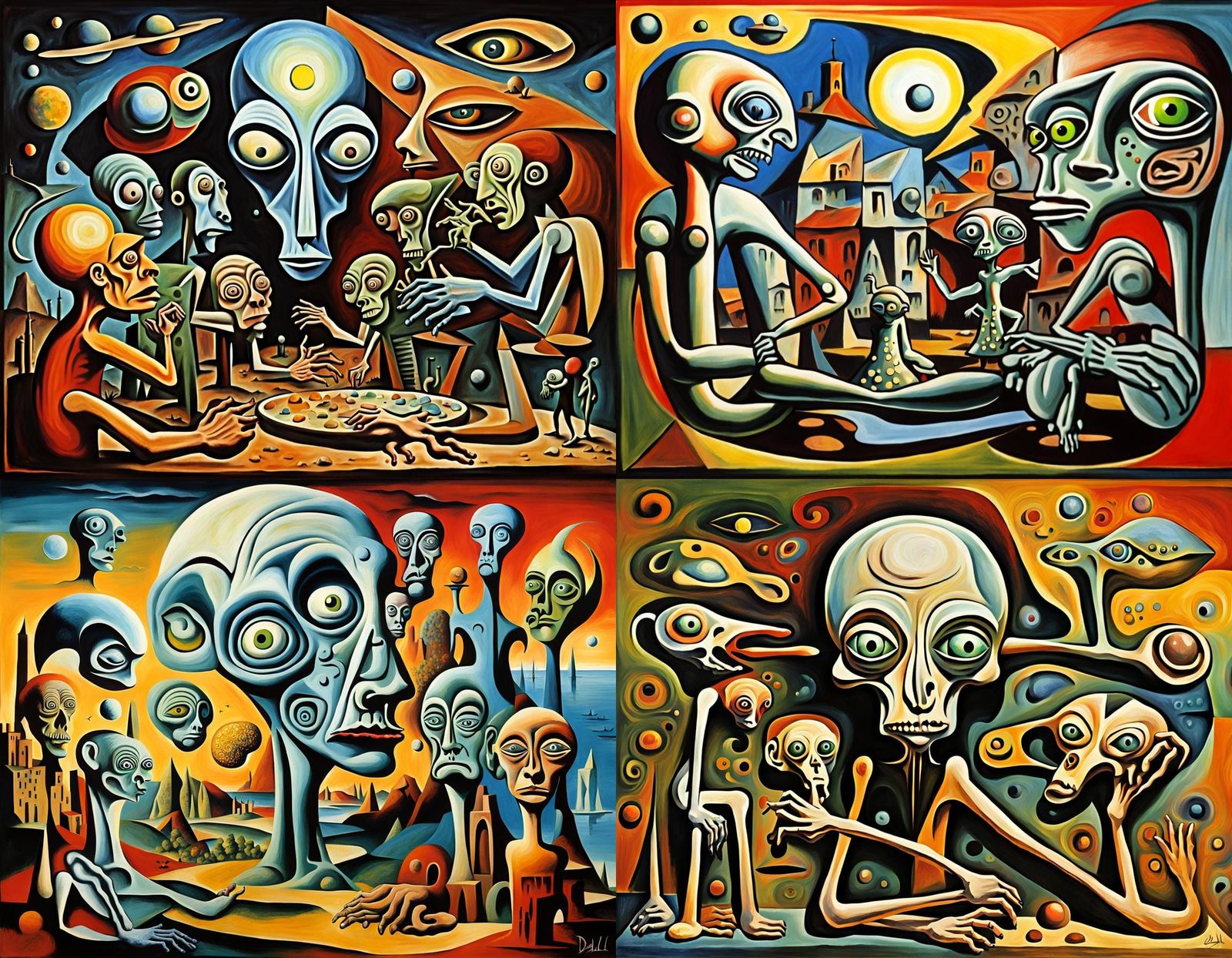 Surreal Alien World in Cubist Style