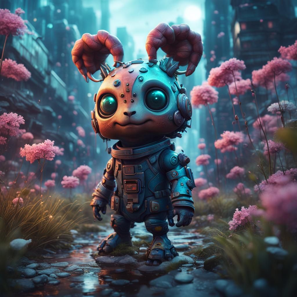 Mystical Creature in Cyberpunk Spring: Fantasy Art