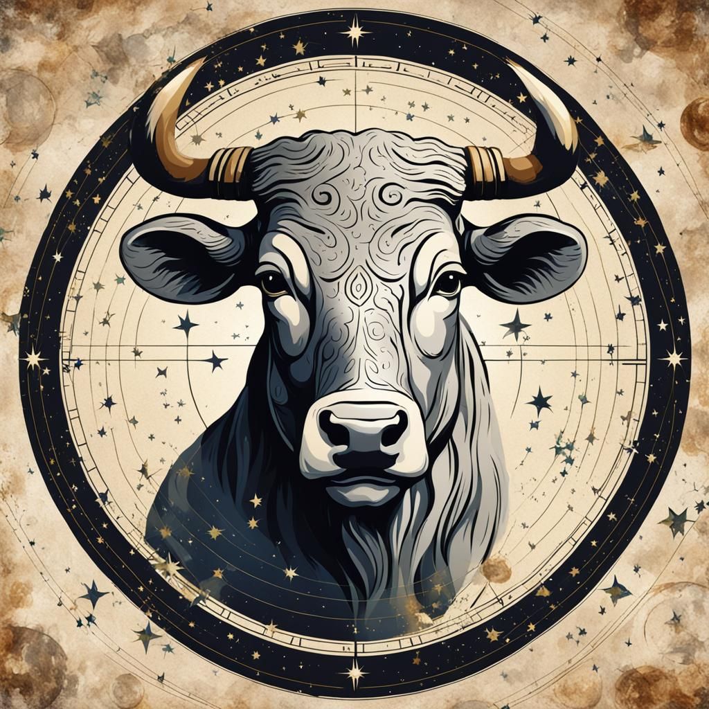 Zodiacal Taurus Head in Old Masters Style