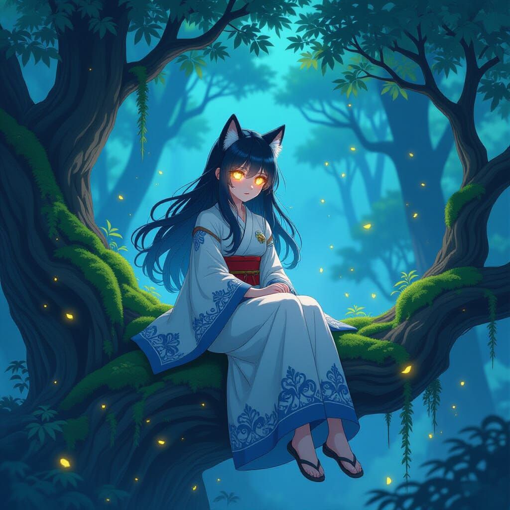 Wolf Girl in Twilight Forest, Manga Style