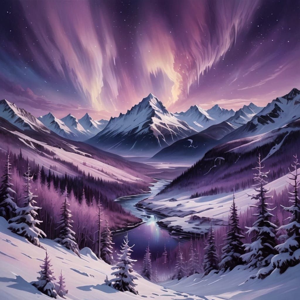 Winter Valley Radiance in Iridescent Twilight