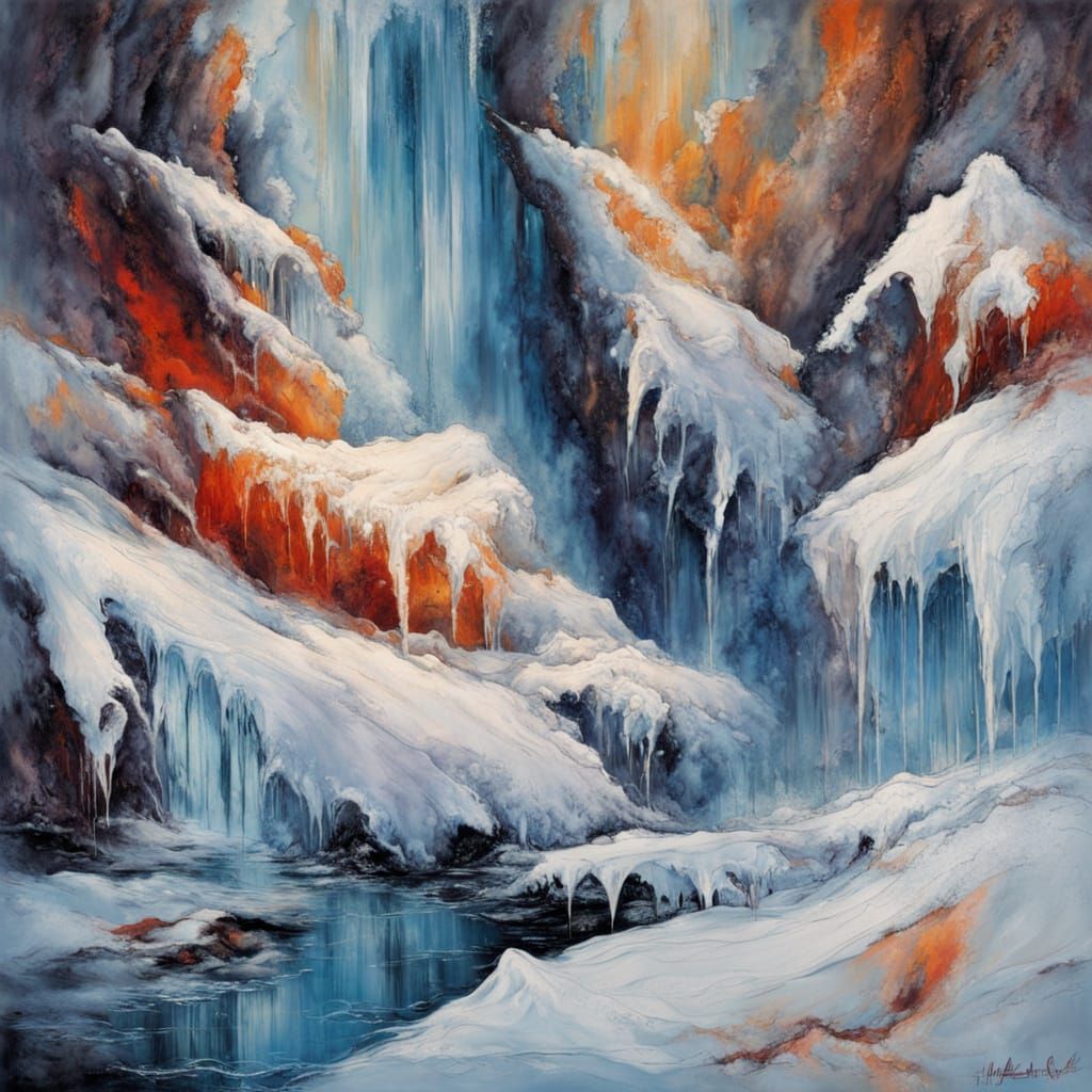 Moody Abstract Icicle in Winter Palette