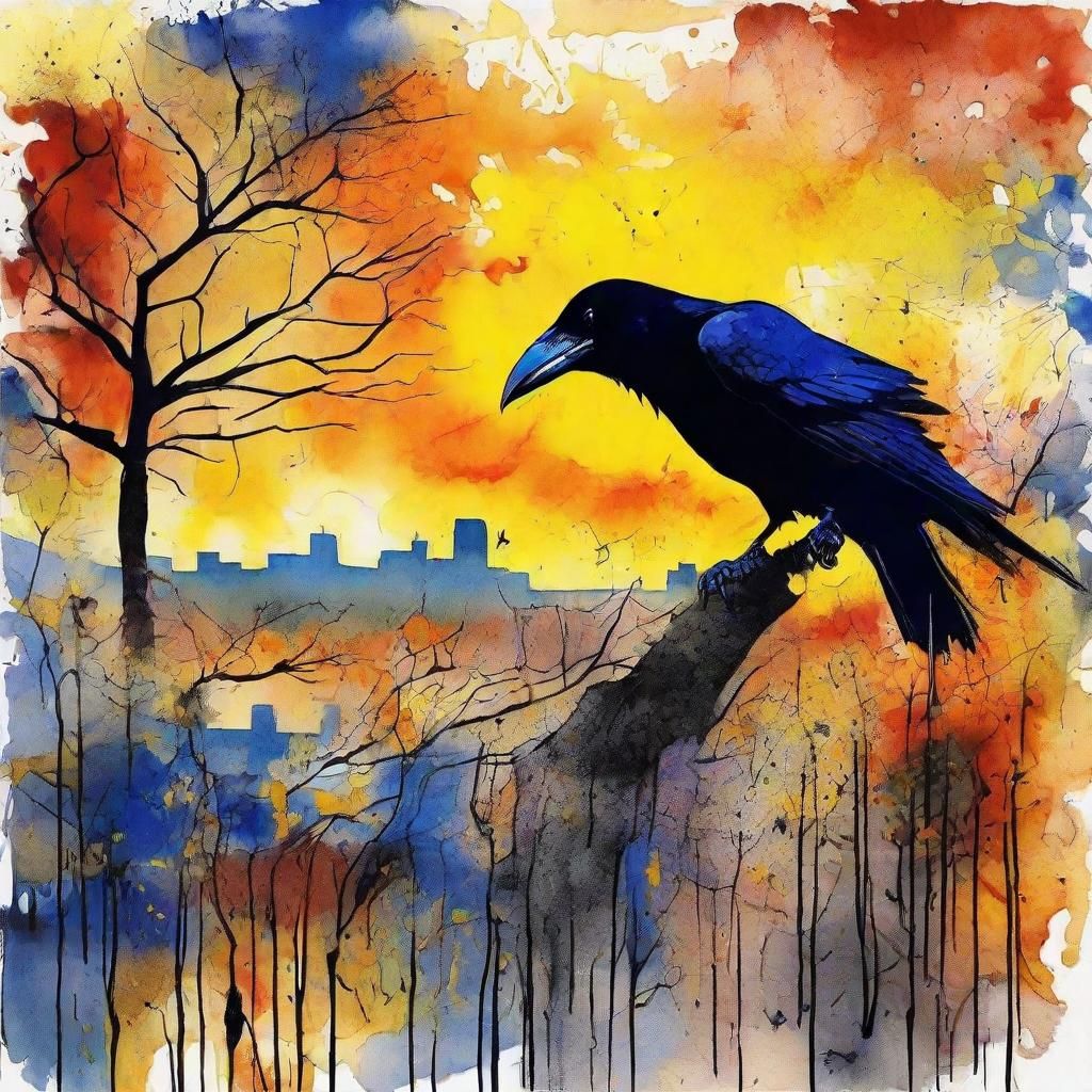 Magician Under Night Sky: Ink Splatter Art