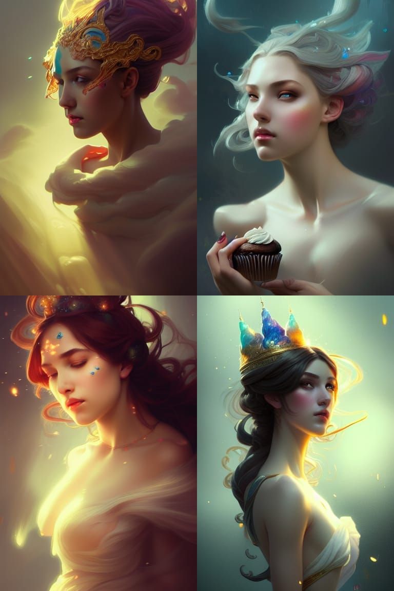 Cupcake Goddess Portrait in Digital Art Style