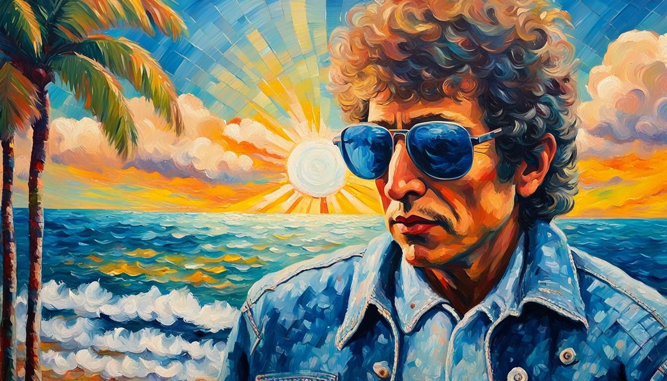 Beach Boys and Bob Dylan in Neo-Impressionist Oil Painting