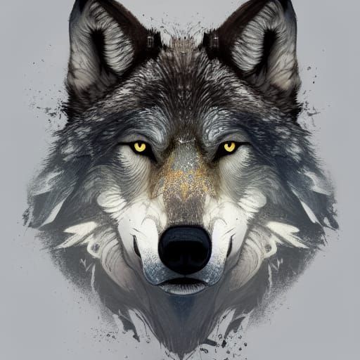 Detailed Portrait of a Grey Wolf in 8K