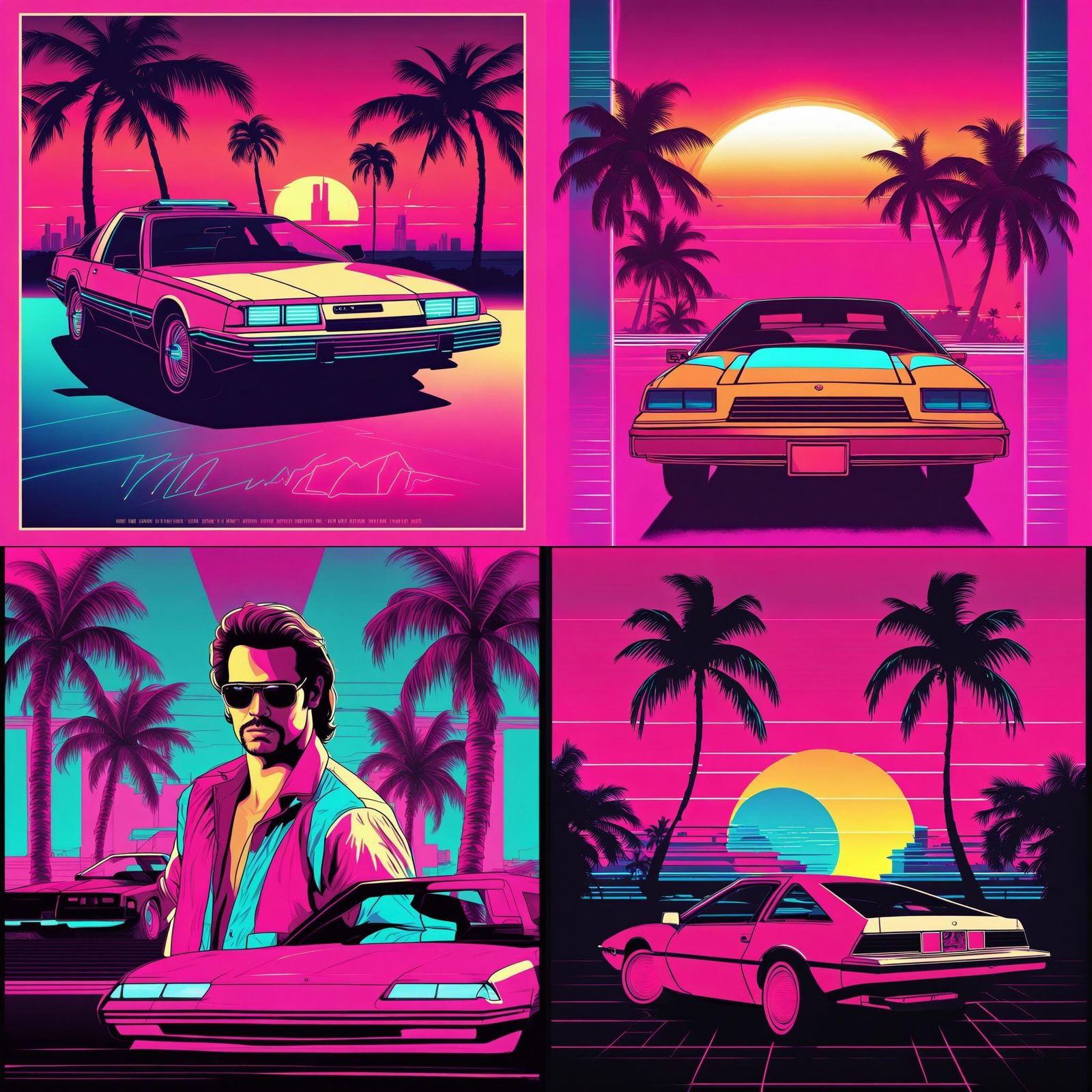 Miami Vice Inspired Neon Synthwave Poster