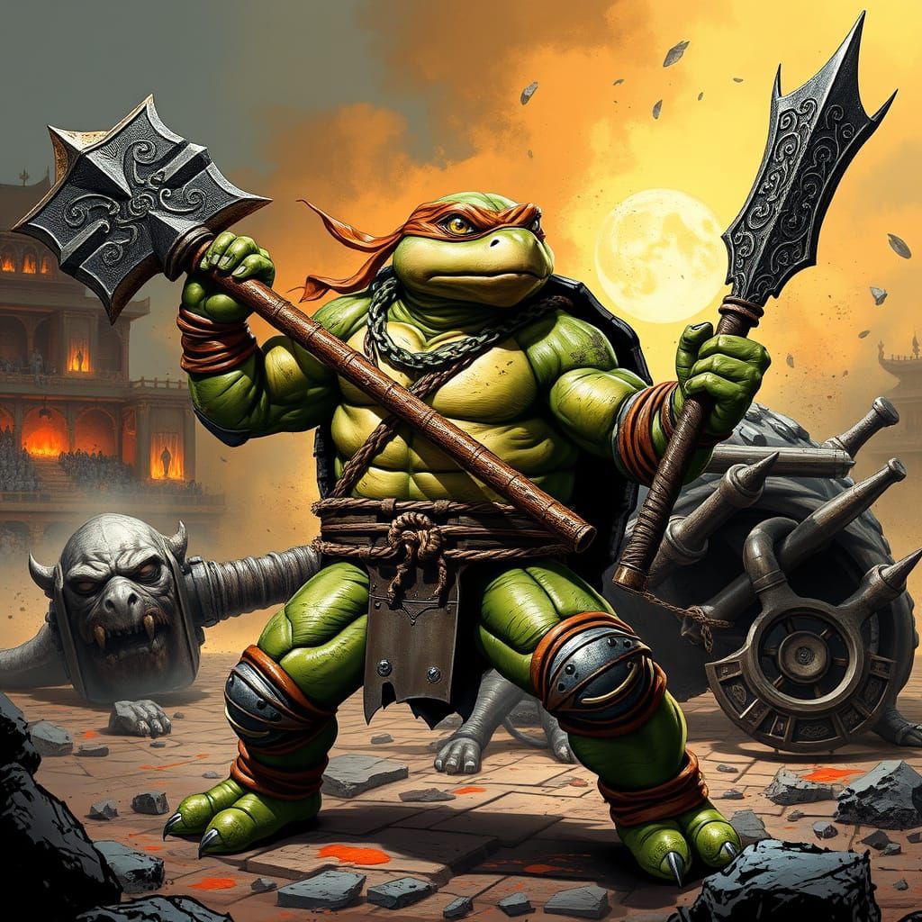 Ninja Turtle Kensei Triumphs Over Bugbear Fighter