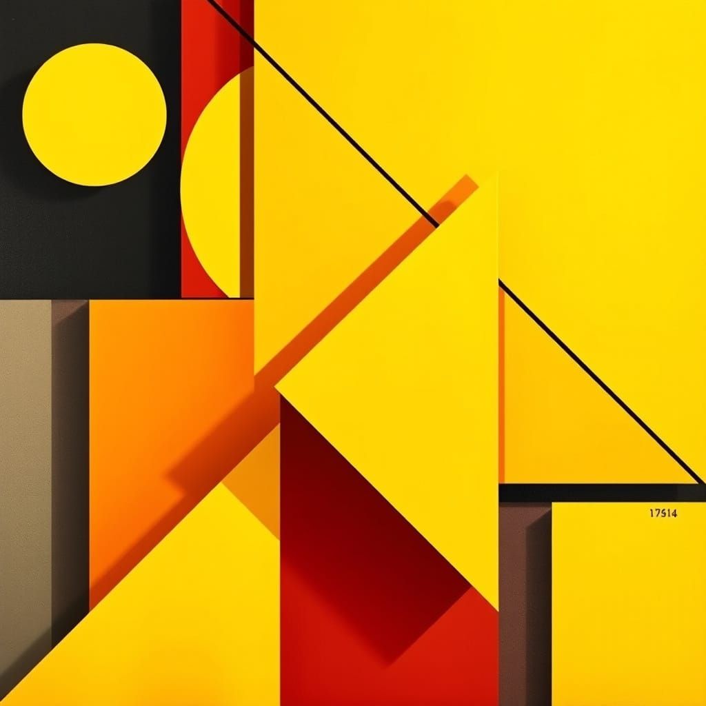 Vibrant Yellow Geometric Abstract Art in Bauhaus Style