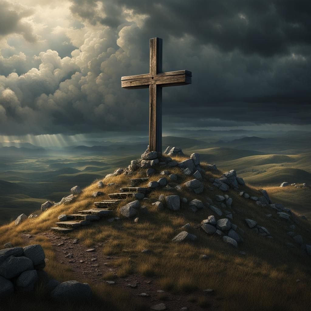 Epic Old Rugged Cross on Hilltop