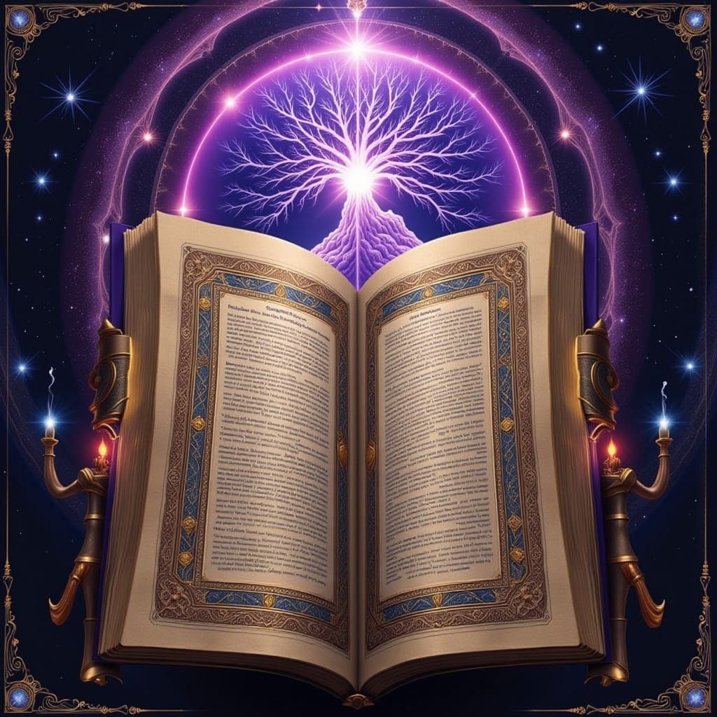 Alien Depiction of Hebrew Torah with Ethereal Glyphs