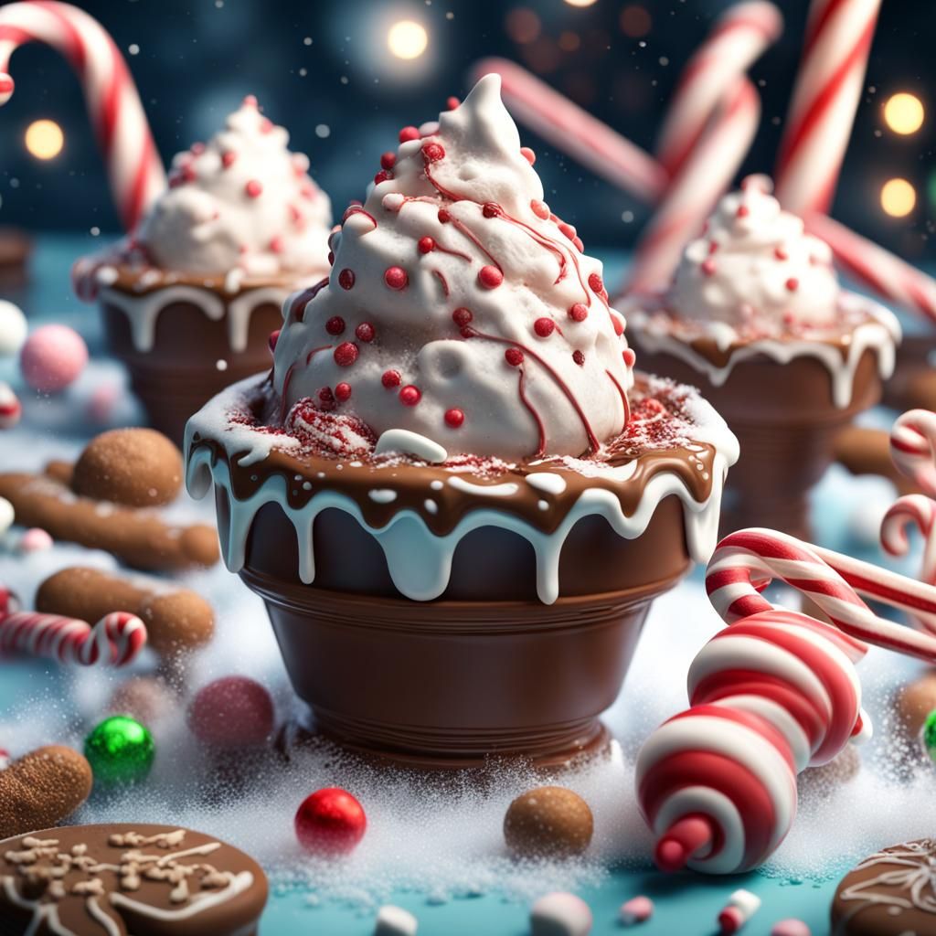 Festive Christmas Ice Cream Digital Art