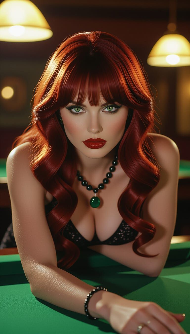 Seductive Woman with Burgundy Hair, Cinematic Portrait