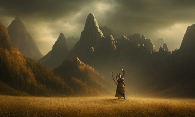 Majestic Giant Reaching Skyward: Hyperdetailed Fantasy Art