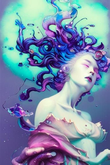 Vaporwave Dream: Shattered Glass Portrait