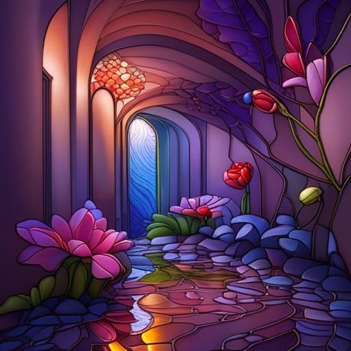 Stained Glass Flower Sculpture in 3D