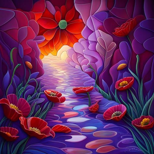 3D Stained Glass Flowers and Butterflies