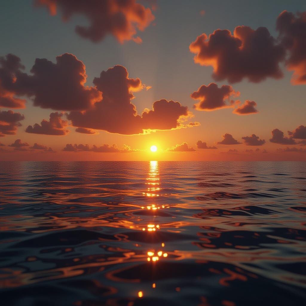 Sublime Ocean Sunset with Interconnected Light