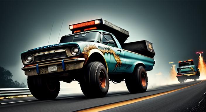 Ed Roth Style Monster Truck Highway Run