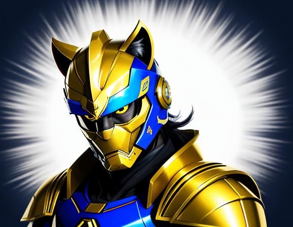 Blue Lioness Warrior: Dynamic Anime-Style Portrait