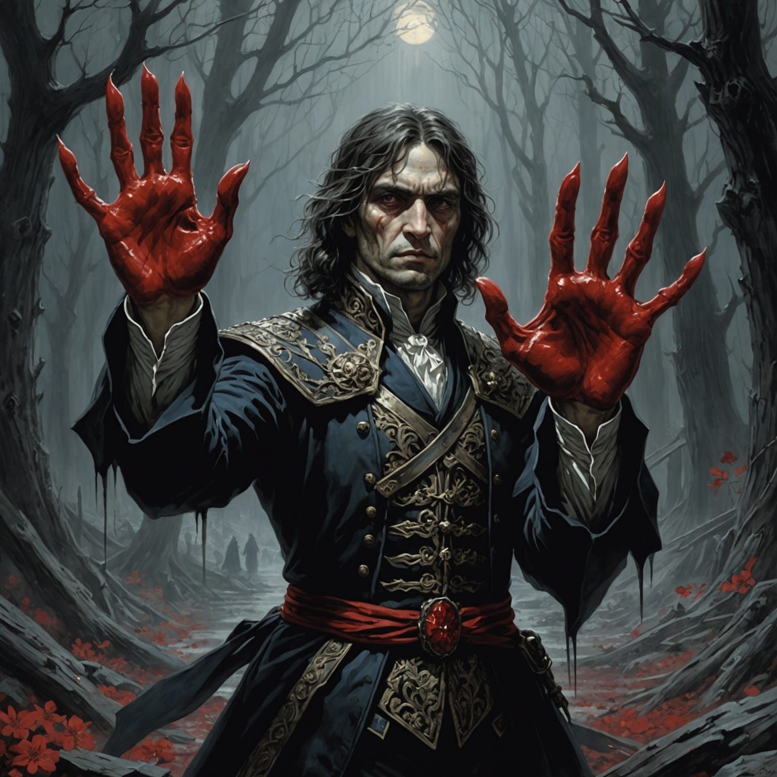 Crystal Sakura in Hand: Dark Fantasy Art