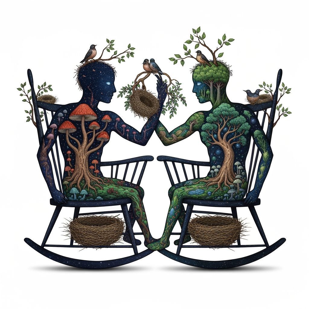 Dreamlike Rocking Chairs Entwined in Fantasy Plant Kingdom