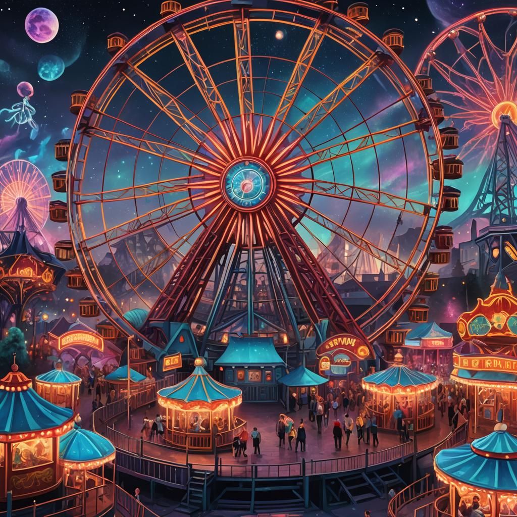 Dystopian Theme Park in Astral Cosmic Style
