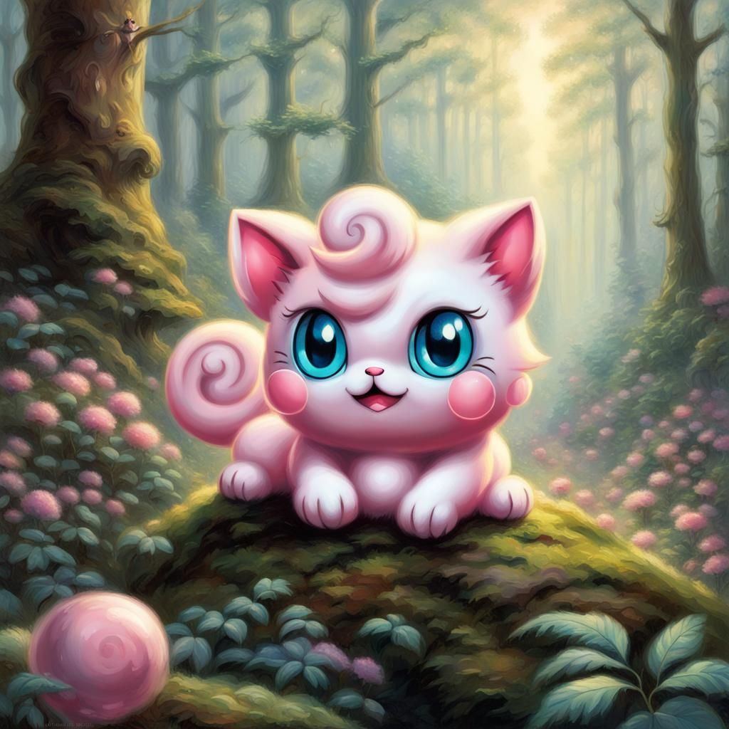 Jigglypuff as Kitten in Light Forest