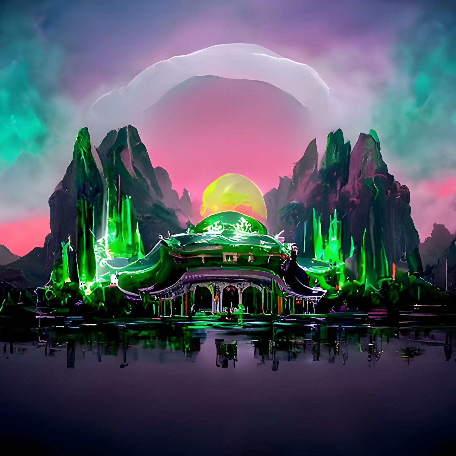 Green Jade Palace in Cel Shading Style