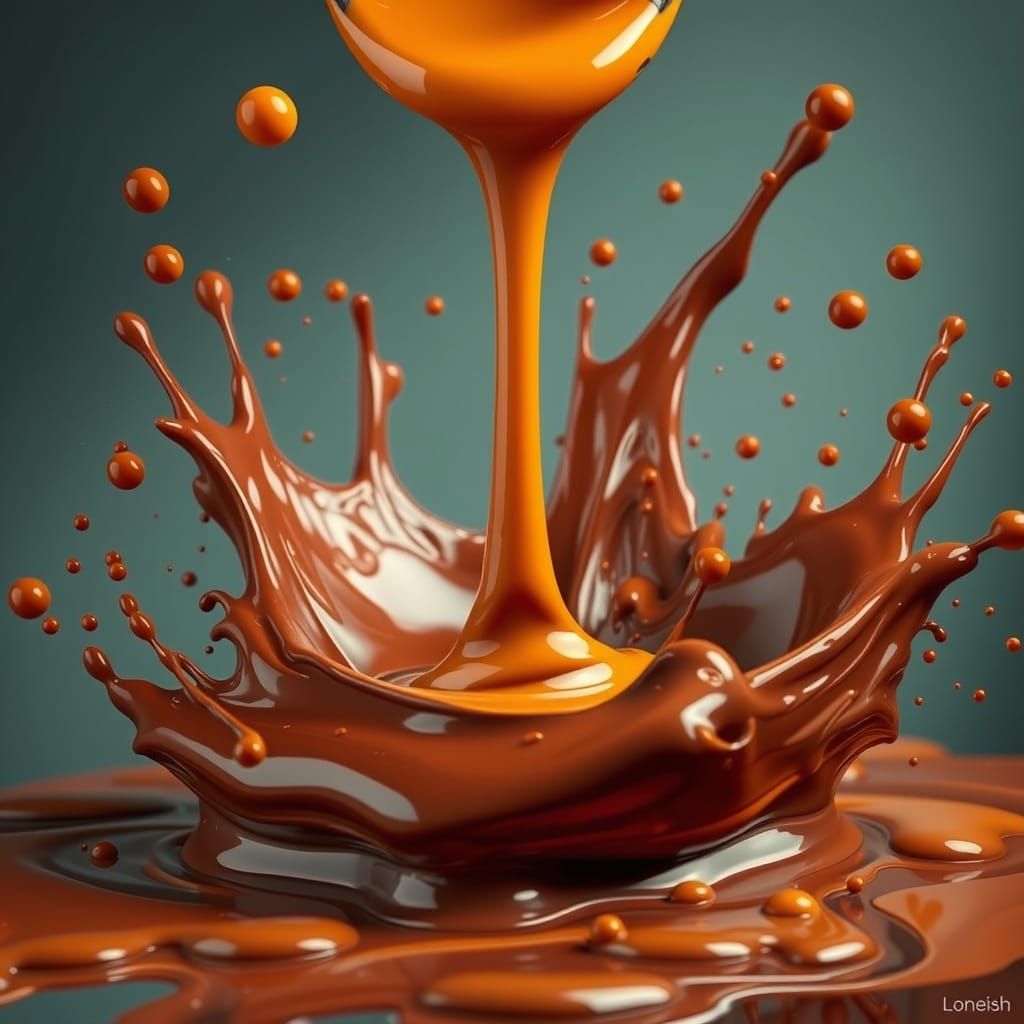 Chocolate and Nutella Drizzle in Whimsical Style