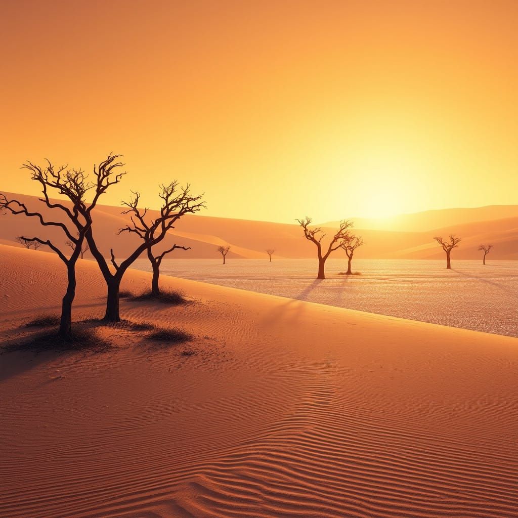 Serene Deadvlei Landscape at Golden Hour