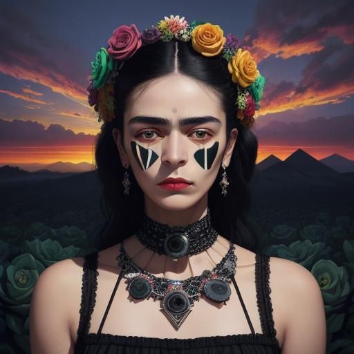 Vibrant Cubist Self-Portrait in Mexican Dreamscape