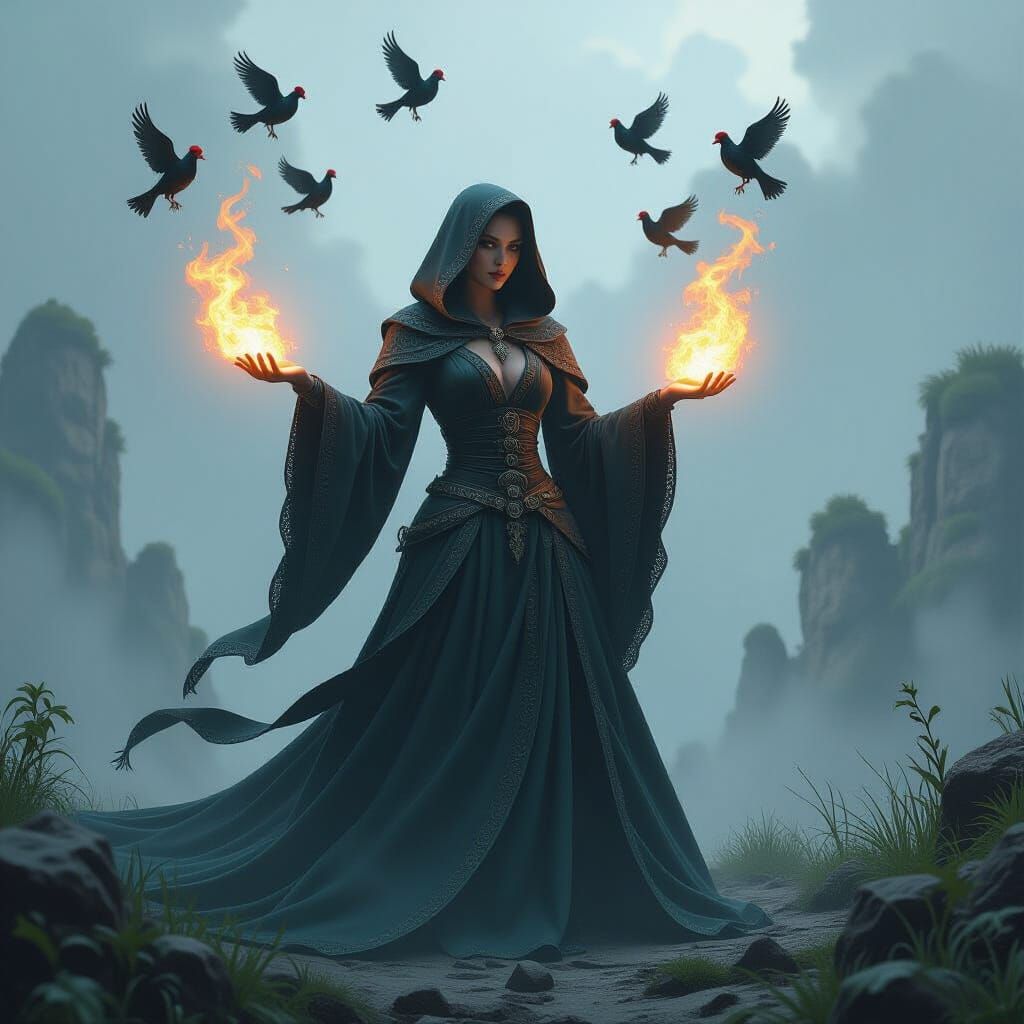 Drow Sorceress Bewildered by Rubber Chicken Conjuration