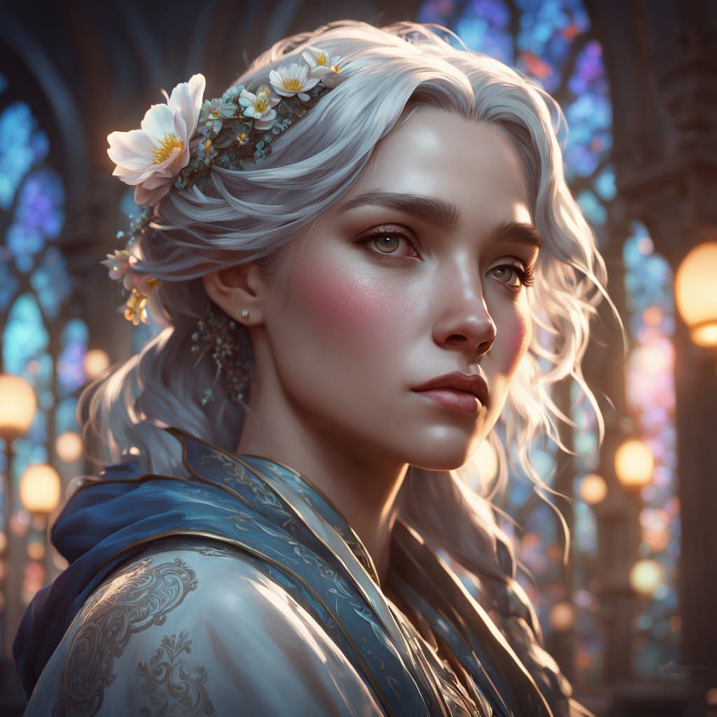 Ethereal Woman Portrait in Fantasy Art Style