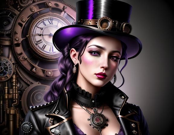 Steampunk Mechanic in Glitchcore Vaporwave Illustration