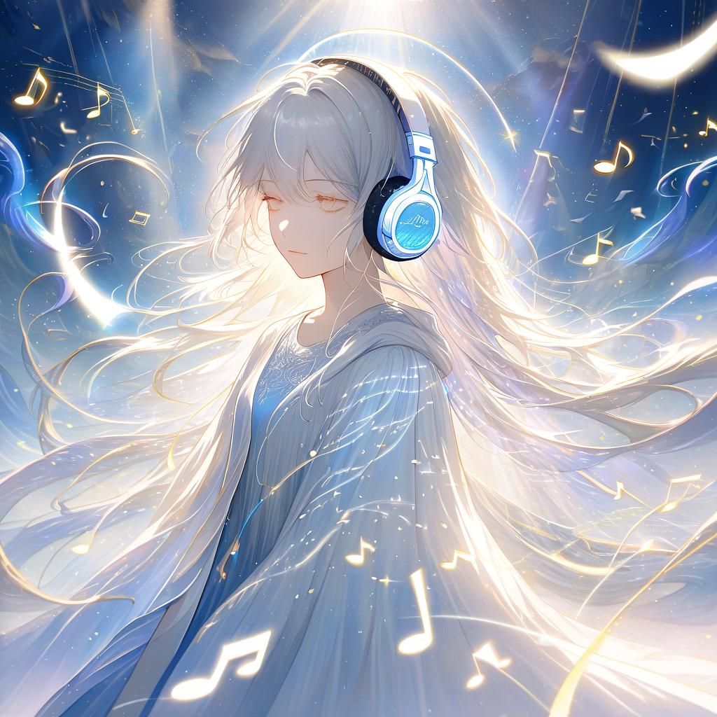 Ethereal Teenage Girl Listening to Music