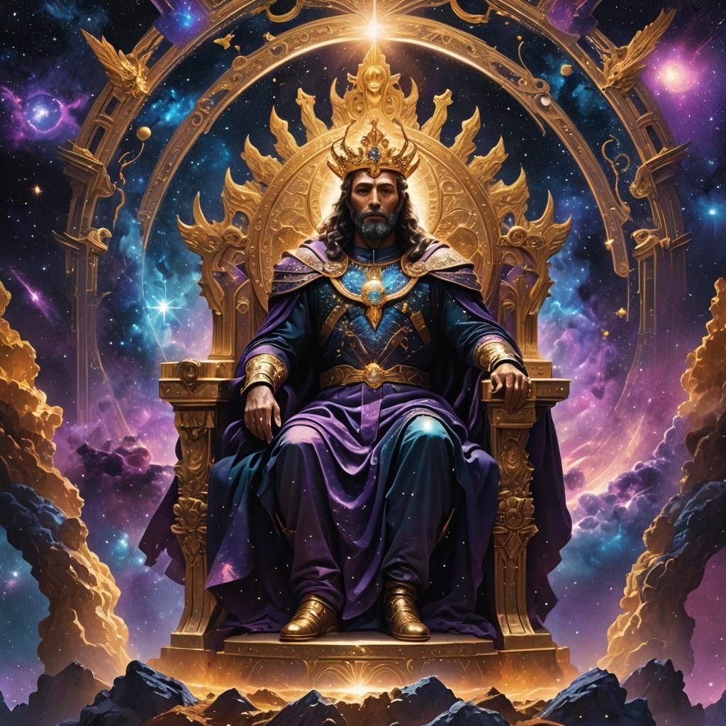 God Contemplates Universe in Vibrant Concept Art