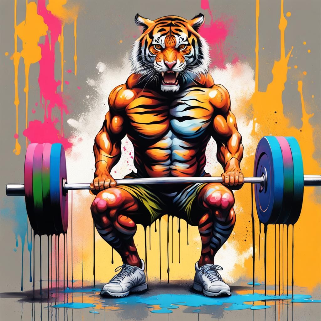 Tiger Back Squat in Graffiti Street Art