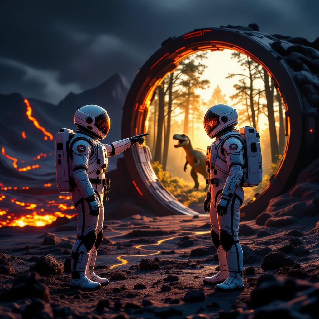 Astronauts Discover Portal on Alien Lava Planet