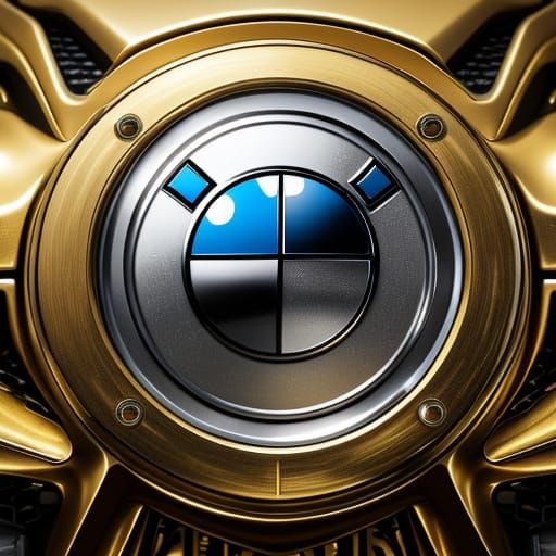 Golden BMW Logo Concept Art with Metallic Textures