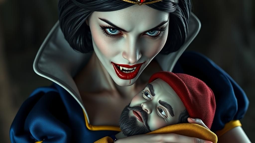 Vampire Snow White Portrait in Dark Fantasy Style